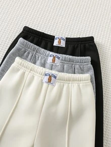 Cozy Pixies Baby Boy Casual Comfortable Daily Versatile Black + Grey + White Long Pants Set - Multicolor - View 3