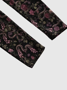 ROMWE Goth Forest Floral Snake Moon Sun Star Sexy Hot Girl Tight Leggings For Women - Black - View 4