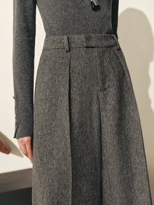 MOTF PREMIUM WOMEN'S WOOL BLEND STRAIGHT LEG COMMUTER SUIT PANTS, AUTUMN/WINTER - Grey - View 2