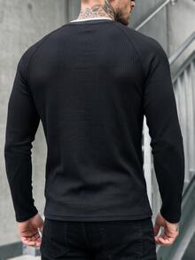 Manfinity CasualCool Men's Colorblock Casual Versatile Daily Wear T-Shirt - Black - View 2