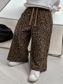 Dazy Kids 小男孩寬鬆休閒豹紋長褲，秋季 - 棕色 - 查看 3
