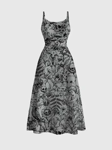 ROMWE [Peiyi]Dark Mysterious Gothic Sexy Low Cut Bodycon Mermaid Tail Women's Dress - Grey - View 1