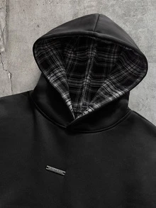 AXEPEAK 男士針織時尚休閒寬鬆長袖連帽衫 - 黑色 - 查看 5