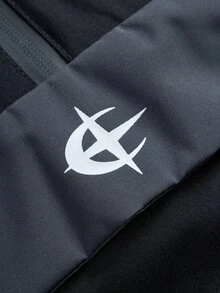 Manfinity Roghcode 男士休閒拼接黑灰色夾克，拼色連帽設計，半拉鍊套頭夾克，極簡寬鬆版型，適合日常休閒、週末出遊、音樂節、派對及其他社交場合 - 黑色 - 查看 4