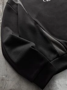 AXEPEAK Sweatshirt Pullover Pria Lengan Panjang Kerah Bulat Potongan Longgar - Hitam - View 5