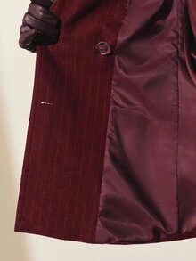 MOTF PREMIUM WOMEN'S STRIPED WOOL BLEND BELTED BLAZER JACKET, AUTUMN/WINTER - Burgundy - View 8