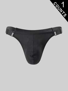 Manfinity Underwear&Sleepwear Basics 1 buah Celana Dalam Thong Hitam Seksi untuk Pria untuk Penggunaan Sehari-hari - Hitam - View 1