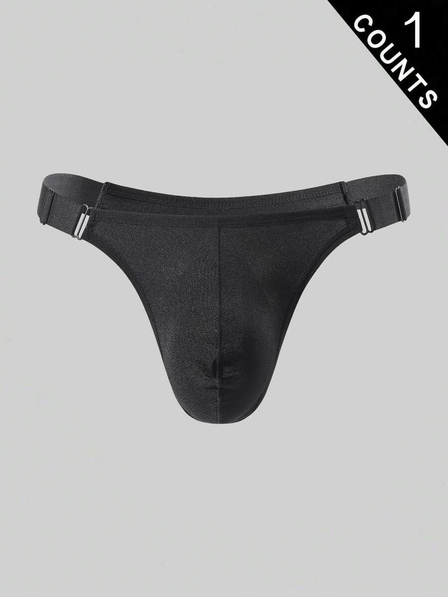 Manfinity Underwear&Sleepwear Basics 1 buah Celana Dalam Thong Hitam Seksi untuk Pria untuk Penggunaan Sehari-hari - Hitam - View 1