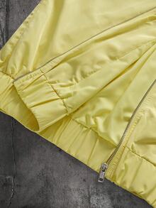 AXEPEAK Men's Woven Fashion Casual Loose Fit Patchwork Open Front Jacket - Yellow - View 7