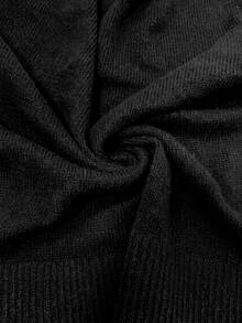 SHEIN 大尺碼女款純色休閒寬鬆長袖開襟衫 秋冬款 - 黑色 - 查看 6