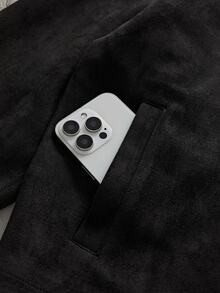 AXEPEAK 男士字母刺繡長袖拉鍊夾克 - 黑色 - 查看 3