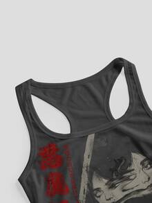 ROMWE Sexy Dark Sheer Mesh Tank Top For Women - Black - View 3