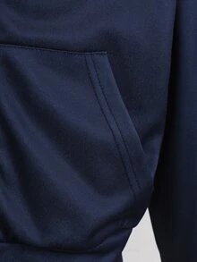 SHEIN 青少年女孩休閒數位印花星星圖案連帽夾克長袖拉鍊運動衫海軍藍外套口袋款秋冬外衣 - 藍色 - 查看 7