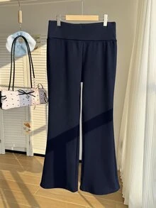 Comfortcana 女款大尺碼保暖刷毛內裡長褲 冬季保暖休閒寬鬆長褲 秋季 - 藏蓝色 - 查看 12