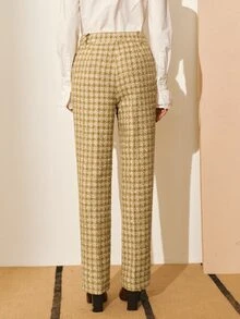 MOTF PREMIUM WOMEN'S TWEED SUIT CROPPED PANTS, AUTUMN/WINTER - Olive Green - View 8