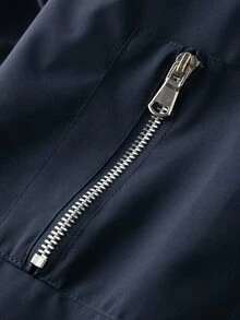 Sport MetroGents New Arrival Premium Men's Baseball Collar Jacket, Multi-Zipper Decor, Full Zip Front, Ribbed Cuffs And Hem, Vintage Casual Spring/Autumn Outerwear - Navy Blue - View 10