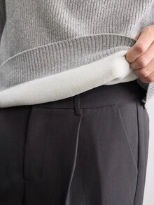 Manfinity Homme 男士純色休閒百搭日常穿著長袖針織衫，溫馨家庭氛圍親子情侶套裝，最佳節日禮物 - 灰色 - 查看 6