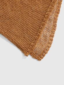 ROMWE Hippie Beach Vacation Relaxed Lazy Hollow Knit Women's Knit Top - Coffee Brown - View 4