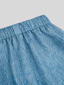 Sweetra CURVE Plus Size Women's Metal Decor Fashion Versatile Denim Effect Skirt - Blue - View 7