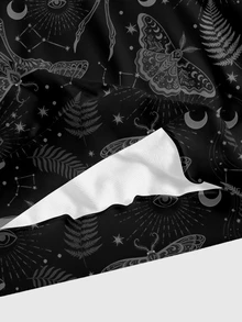 ROMWE Goth 暗黑哥德風神秘飛蛾日、月、星圖案大尺碼套頭運動衫 - 黑色 - 查看 5