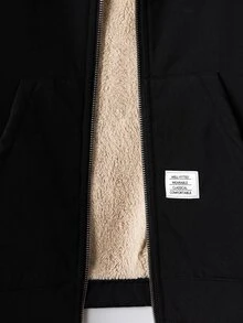 SHEIN Clasi 大尺碼女款字母刺繡拉鍊連帽休閒外套，保暖內裡，冬季穿著 - 彩色 - 查看 11