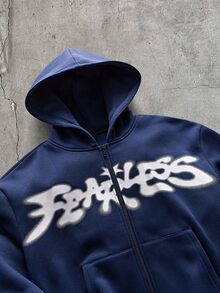 AXEPEAK Men's Casual Solid Color Hoodie Sweatshirt, Autumn/Winter - Navy Blue - View 3