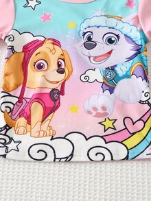 Cozy Pixies | PAW Patrol 2件組少女款 Paw Patrol 聯名粉色漸層狗狗印花圓領長袖睡衣上衣與內搭褲家居服套裝 - 粉色 - 查看 10