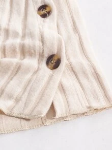 Moonlight&Mama Maternity Ribbed Long Sleeve Top And Adjustable Waist Pants Loungewear Set - Khaki - View 5