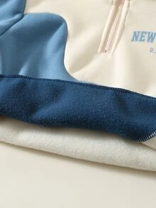 SHEIN 兒童男童 2件組休閒套裝－立領套頭連帽衛衣與保暖內裡秋季長褲，適合冬季、學校、開學季，舒適套裝 - 彩色 - 查看 7