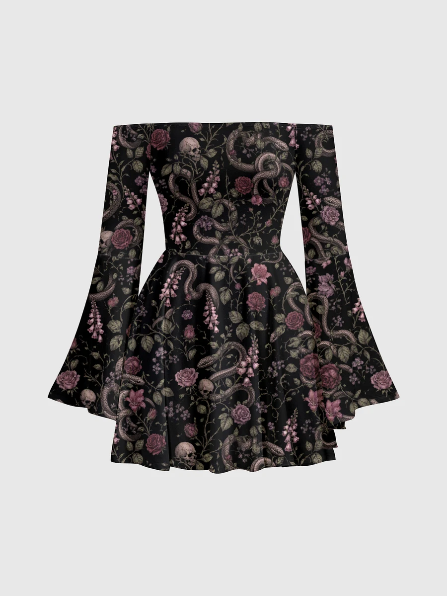 ROMWE Gothic Snake Dark Mysterious Asymmetrical Hem Off-Shoulder Sexy Vintage Women's Dress - Black - View 1