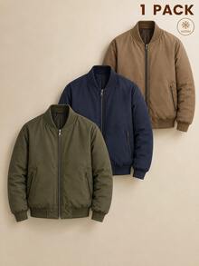 AKNOTIC Men's Zipper Long Sleeve Jacket, Versatile For Daily Wear - Army Green - View 6