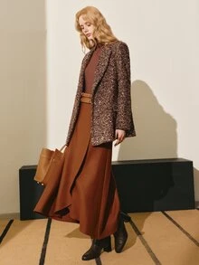 MOTF PREMIUM WOMEN'S SEQUIN TWEED BLAZER JACKET, AUTUMN/WINTER - Coffee Brown - View 6