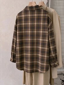 INAWLY Vintage Style Ribbon Loose Drop Shoulder Blouse - Brown - View 2