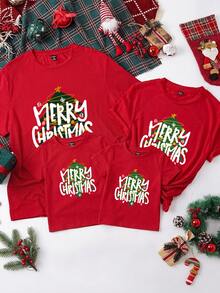 Manfinity Homme Men's Christmas Slogan Print Crew Neck Short Sleeve Casual T-Shirt - Red - View 6