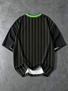 Sport MetroGents Kaos Olahraga Pria Berkerah Bulat dengan Motif Garis dan Huruf - MultiWarna - View 2