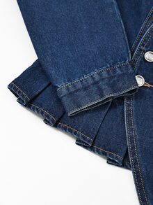 GlowEve Women's Asymmetrical Hem Button Denim Jacket - Blue - View 5