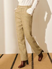 MOTF PREMIUM WOMEN'S TWEED SUIT CROPPED PANTS, AUTUMN/WINTER - Olive Green - View 4