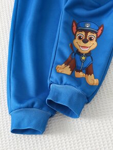 Cozy Pixies | PAW Patrol 小男孩 Paw Patrol 秋/冬款可愛動物圖案印花卡通連帽衫與運動衫套裝，長袖運動衫與運動長褲，兒童藍色舒適款 - 藍色 - 查看 5