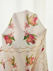 Elorette 2pcs Beige Full Body Floral & Polka Dot Print Frill Trim Romantic Sweet Women's Pajama Set - Beige - View 8