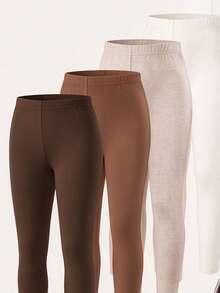 Tween Girl Casual Simple Tween Girl Versatile Leggings, 2pcs/Pack, Suitable For Autumn/Winter Daily Wear, - Multicolor - View 4