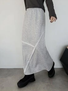 FRIFUL Women's Colorblock Casual Elegant Daily Wear Skirt Office Party Grey - Grey - View 2