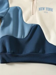 SHEIN 兒童男童 2件組休閒套裝－立領套頭連帽衛衣與保暖內裡秋季長褲，適合冬季、學校、開學季，舒適套裝 - 彩色 - 查看 3