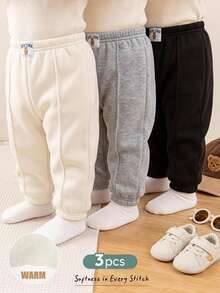 Cozy Pixies Baby Boy Casual Comfortable Daily Versatile Black + Grey + White Long Pants Set - Multicolor - View 1