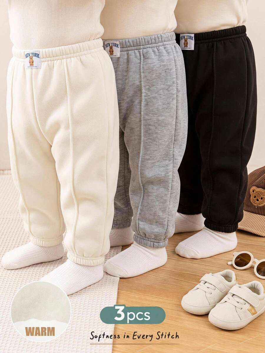 Cozy Pixies Baby Boy Casual Comfortable Daily Versatile Black + Grey + White Long Pants Set - Multicolor - View 1