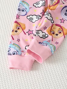 Cozy Pixies | PAW Patrol 2件組少女款 Paw Patrol 聯名粉色漸層狗狗印花圓領長袖睡衣上衣與內搭褲家居服套裝 - 粉色 - 查看 7