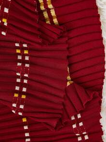 Modelyn Plus Size Women's Colorblock Casual Everyday Knit Dress - Burgundy - View 7