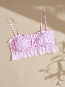 Lullawish Women's Plaid Pleated Casual Everyday Spaghetti Strap Bra - Multicolor - View 4