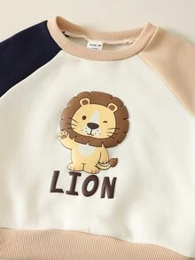 Baby Boy Cartoon Animal Pattern Knit Soft Crew Neck Long Sleeve Pullover Sweatshirt Elastic Waist Cuffed Pants 2 Pieces Set Versatile Comfortable - Multicolor - View 4