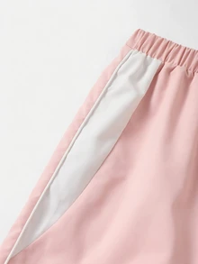 SHEIN Sparklyn 青少年女孩直筒白色冬季Y2K返校經典休閒長褲，春秋款雙層腰頭，舒適運動衫材質 - 粉色 - 查看 6
