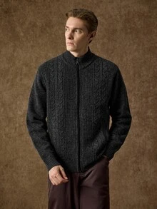 Manfinity CityGents Men's Solid Color Casual Versatile Daily Wear Cardigan - Dark Grey - View 4